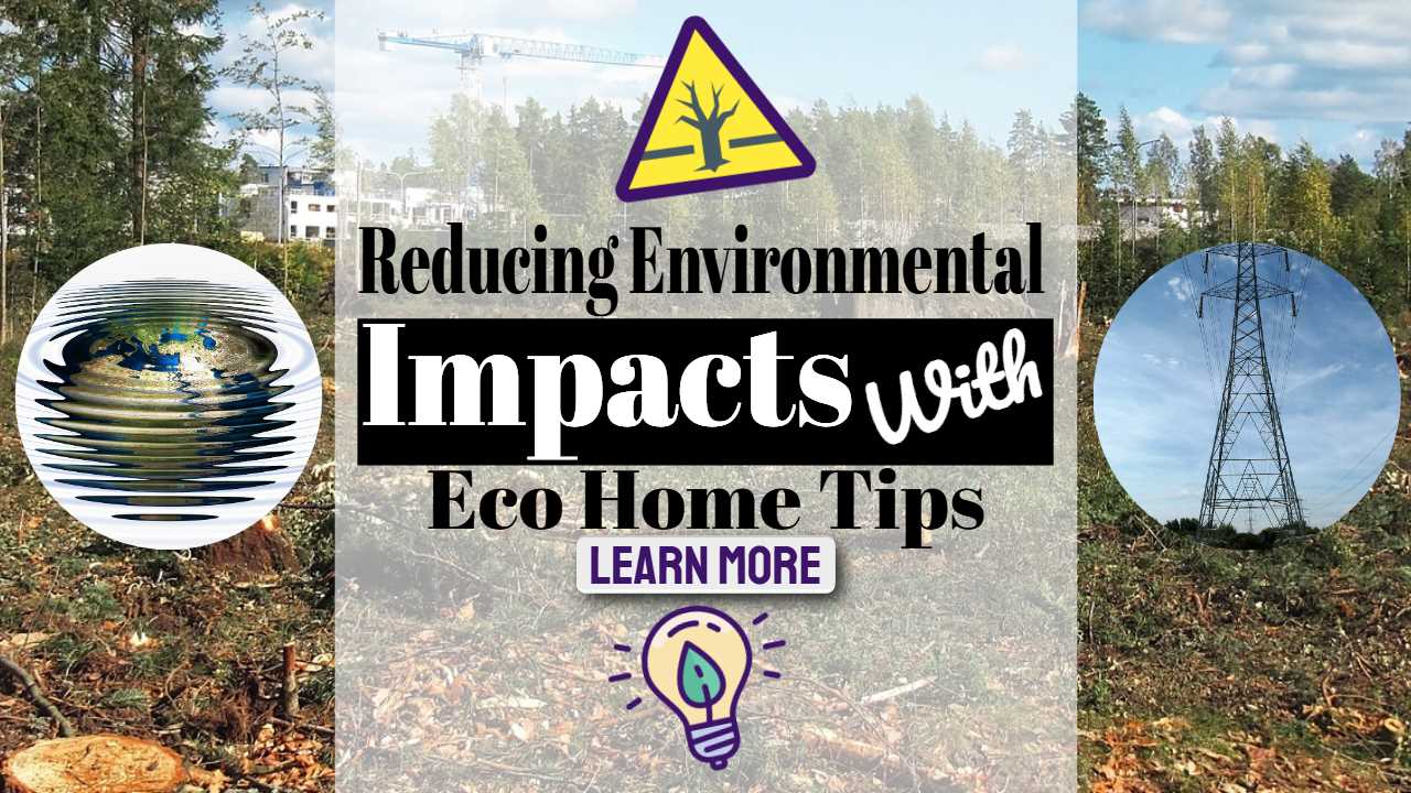 Image text: "Reducing environmental Impacts with Home Eco-Tips".