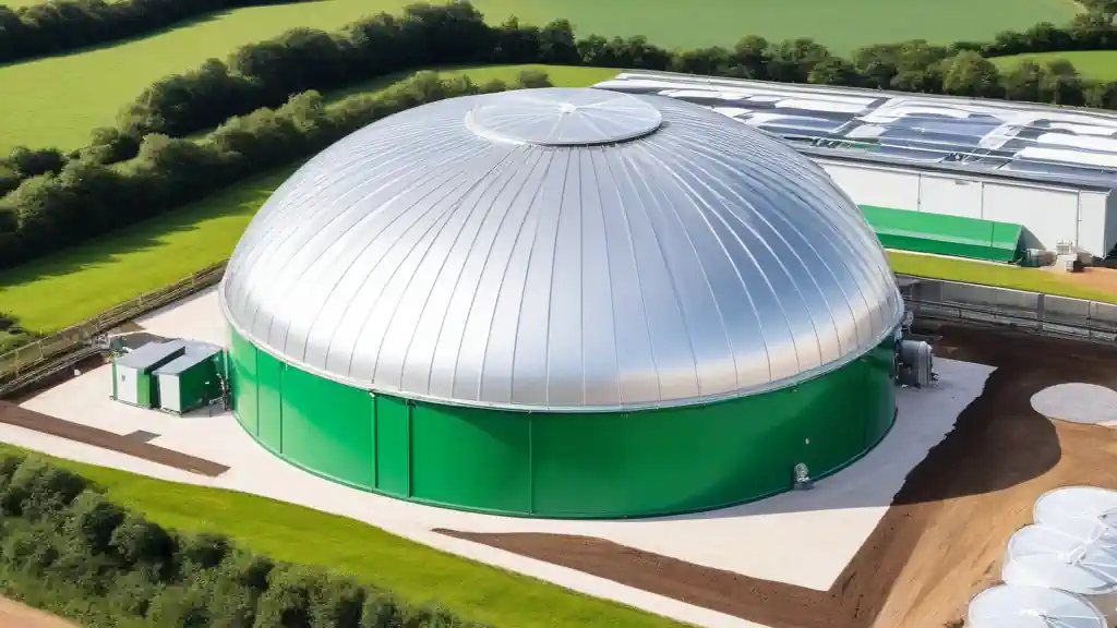 Example of a biogas plant that produces digestate for organic fertiliser in italy